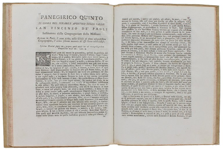 ORAZIONI PANEGIRICHE DEL PADRE LUIGI SALATI PAVESE. Decade Prima. [legatura …