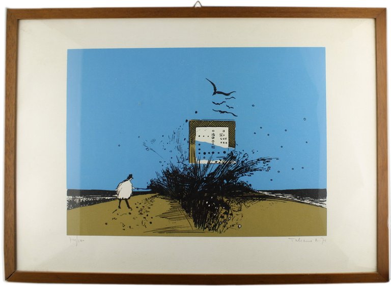 RICCARDO TALIANO - Litografia a colori "ORDINE - NO GUERRA" …