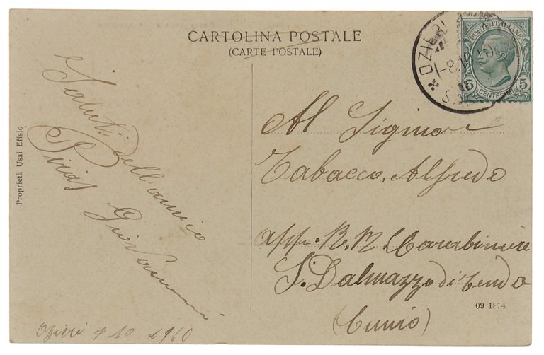 OZIERI. Passeggiata all'acquedotto. Cartolina del 1910 (cm 13,8x9)