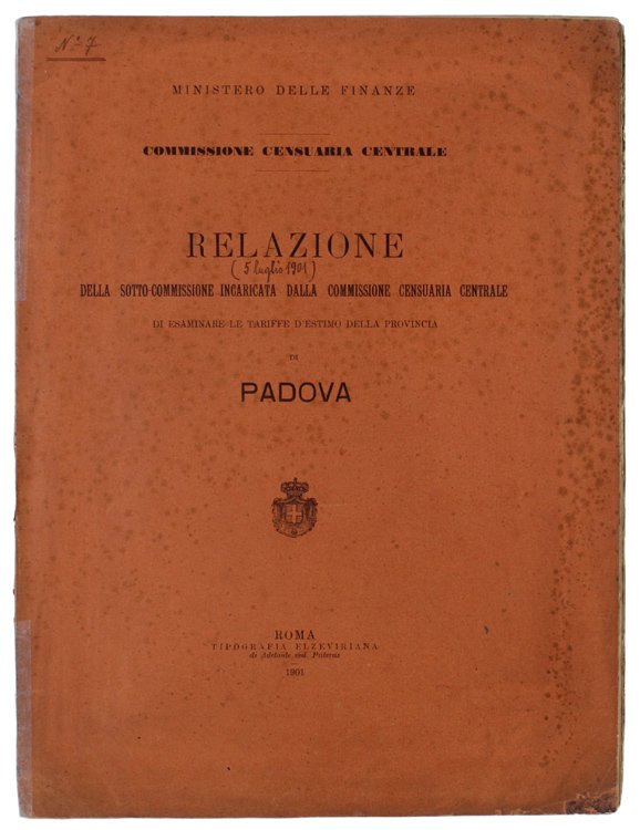 PADOVA: RELAZIONE DELLA SOTTO-COMMISSIONE INCARICATA DALLA COMMISSIONE CENSUARIA CENTRALE DI …