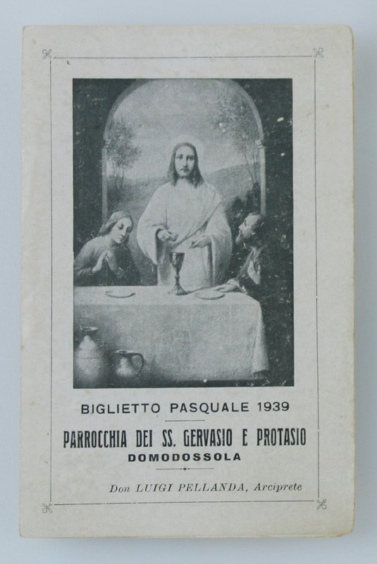 PARROCCHIA DEI SS.GERVASIO E PROTASIO - Domodossola. Biglietto pasquale 1939