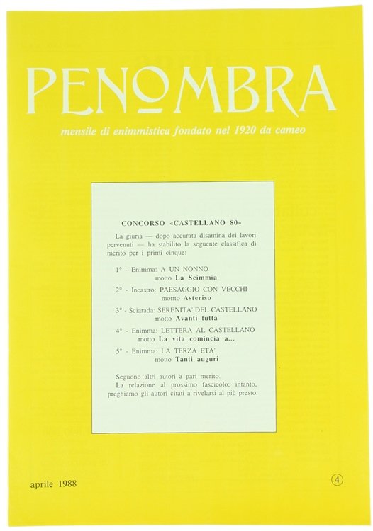 PENOMBRA. Mensile di Enimmistica. Anno 1988 - N. 4. | Immagine Gallery 2