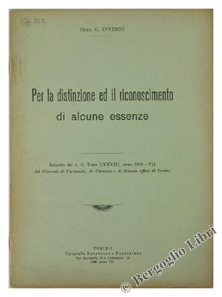 PER LA DISTINZIONE ED IL RICONOSCIMENTO DI ALCUNE ESSENZE.
