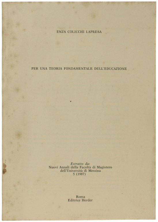 PER UNA TEORIA FONDAMENTALE DELL'EDUCAZIONE.
