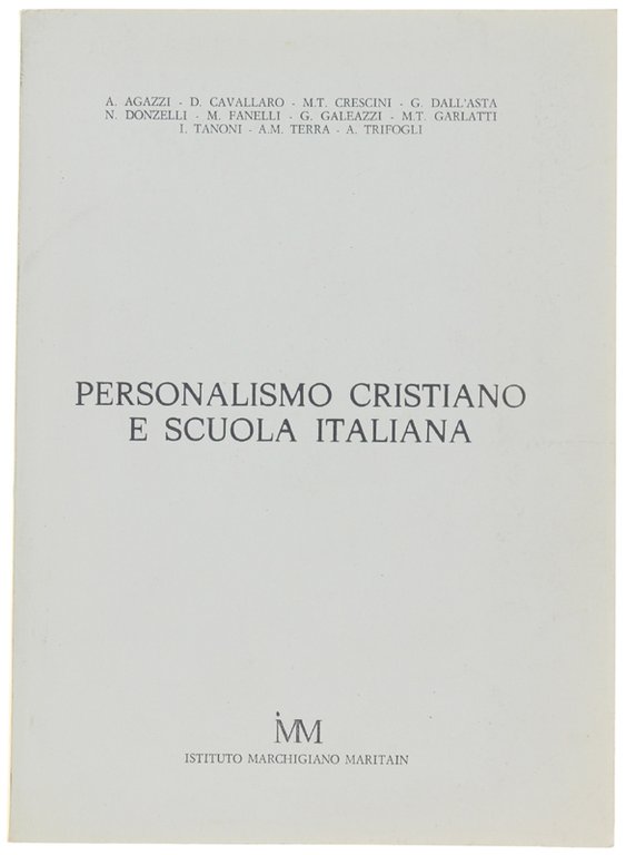 PERSONALISMO CRISTIANO E SCUOLA ITALIANA.