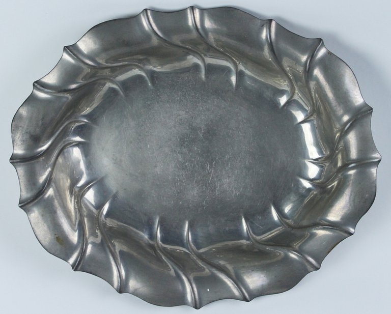 PIATTO OVALE PELTRO VINTAGE CM 25,5x21,5x4,3