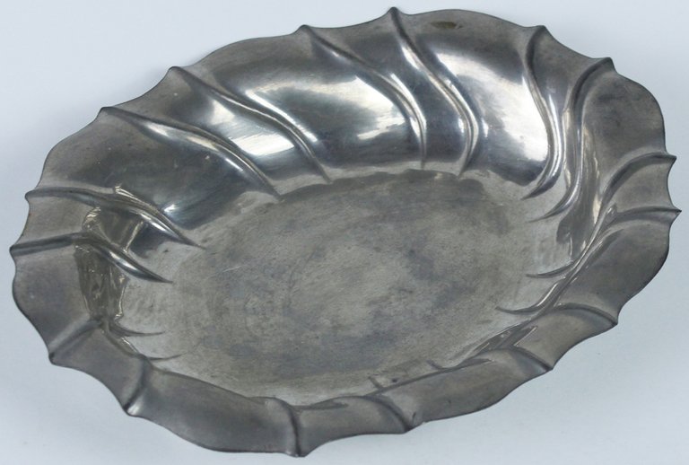 PIATTO OVALE PELTRO VINTAGE CM 25,5x21,5x4,3