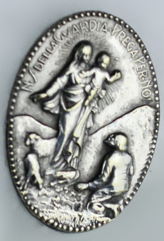PLACCA N.S.DELLA GUARDIA PREGA PER NOI Ovale similargento inciso in …