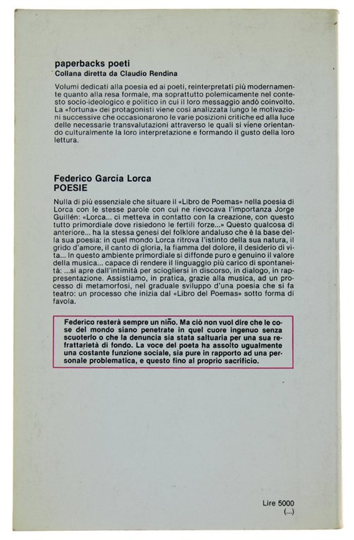 POESIE (libro de poemas). Testo spagnolo a fronte. A cura …