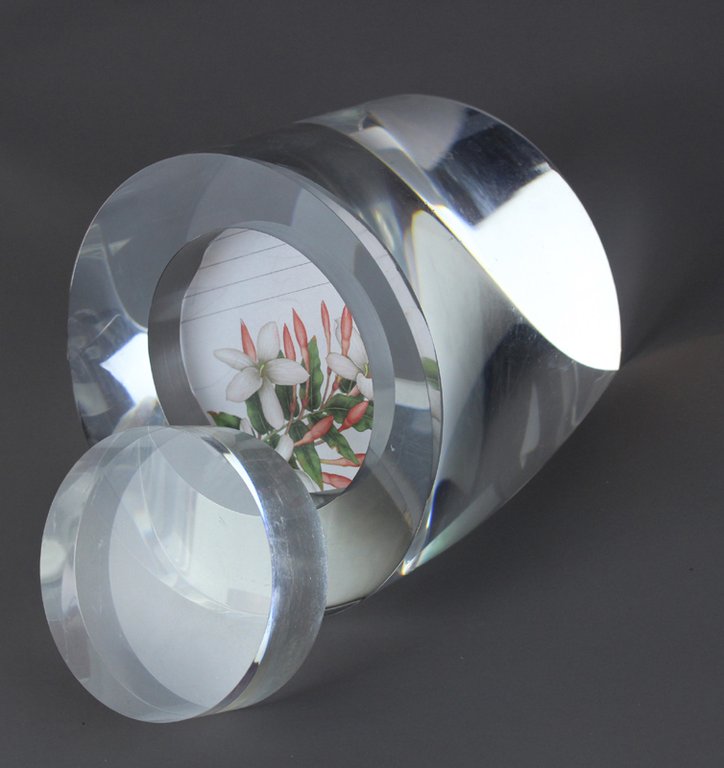 PORTAFOTO DESIGN DA TAVOLO : CILINDRO PLEXIGLAS CM 11x10x9 CIRCA