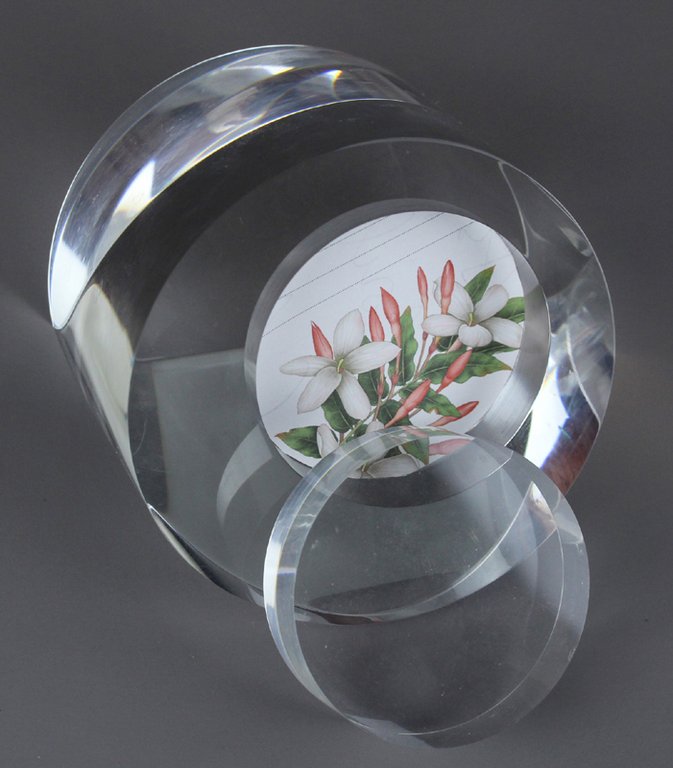 PORTAFOTO DESIGN DA TAVOLO : CILINDRO PLEXIGLAS CM 11x10x9 CIRCA