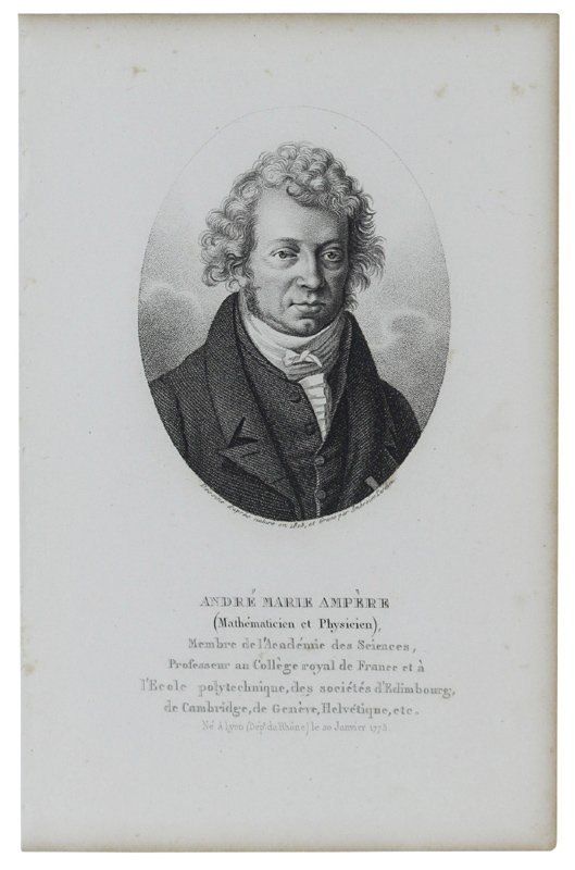 ANDRE' MARIE AMPERE (Mathématicien et Physicien) 1775 – 1836. Gravure …