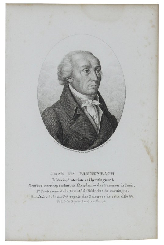 JEAN F. BLUMENBACH ( Médecin, Anatomiste et Physiologiste) 1752-1840. Gravure …