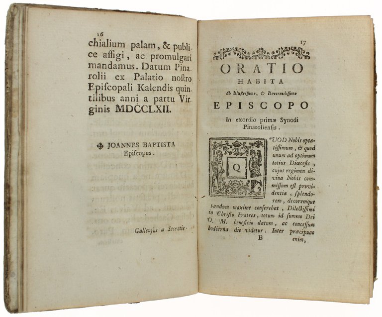 PRIMAE SYNODI PINAROLIENSIS Sub Illustrissimo, & Reverendissimo D.D. Joanne Baptista …
