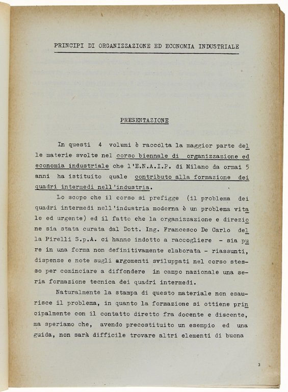 PRINCIPI DI ORGANIZZAZIONE ED ECONOMIA INDUSTRIALE per la formazione dei …