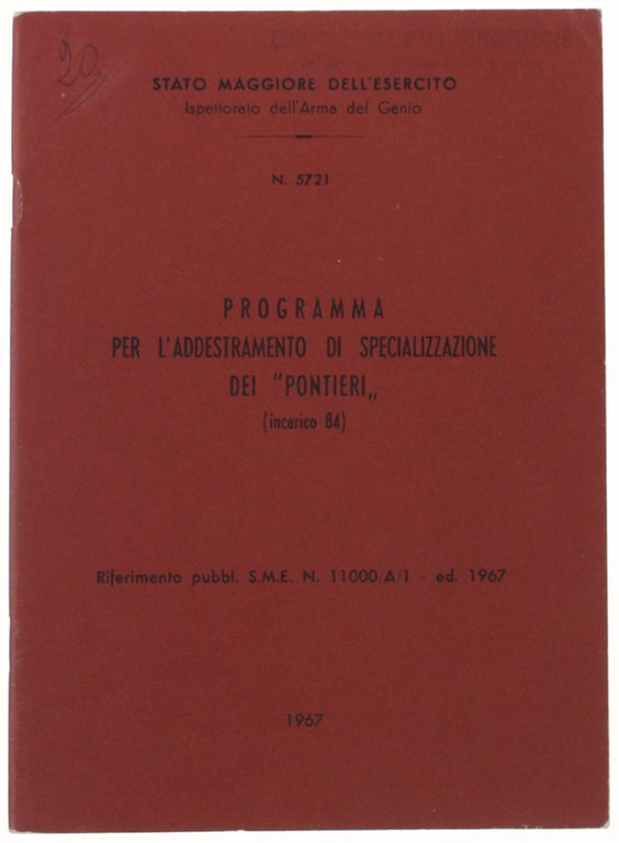 PROGRAMMA PER L'ADDESTRAMENTO DI SPECIALIZZAZIONE DEI "PONTIERI" (incarico 84)