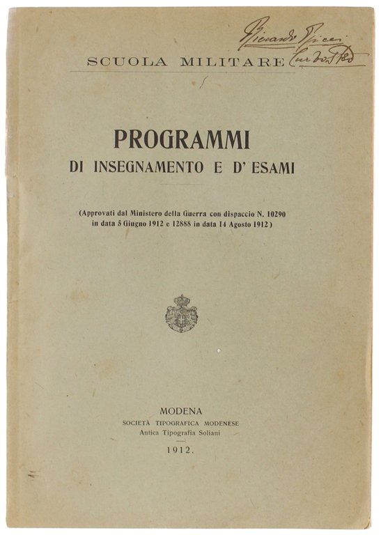 PROGRAMMI DI INSEGNAMENTO E D'ESAMI.