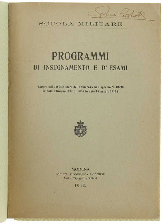 PROGRAMMI DI INSEGNAMENTO E D'ESAMI.