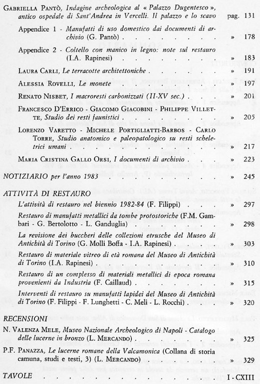 QUADERNI DELLA SOPRINTENDENZA ARCHEOLOGICA DEL PIEMONTE. N. 3.