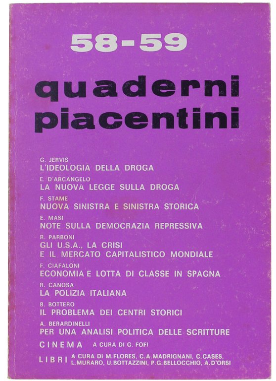 QUADERNI PIACENTINI. N. 58-59.