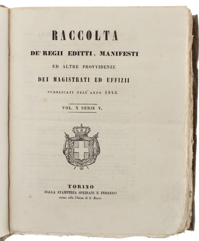 RACCOLTA DEI REGII EDITTI, MANIFESTI, ED ALTRE PROVVIDENZE DEI MAGISTRATI …