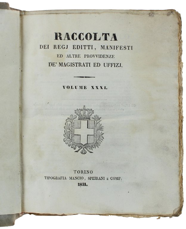 RACCOLTA DEI REGJ EDITTI, MANIFESTI, ED ALTRE PROVVIDENZE DE' MAGISTRATI …
