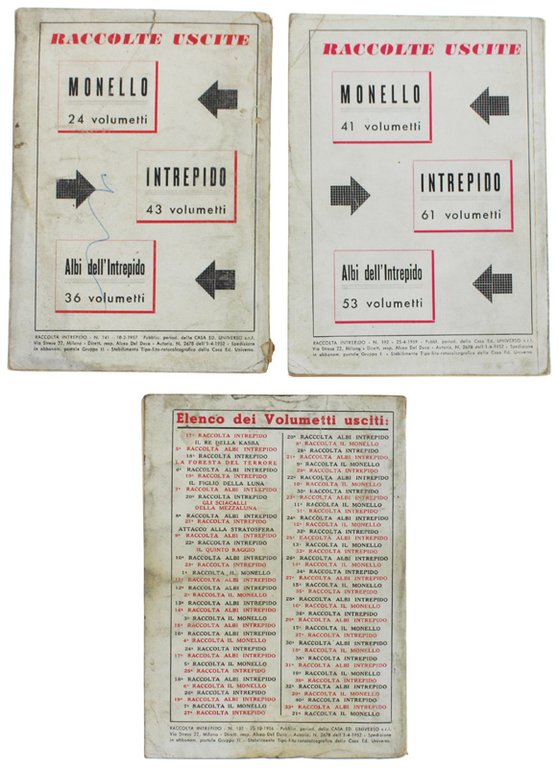 RACCOLTA INTREPIDO N. 132 (41°) 1956 + 141 (44°) 1957 …