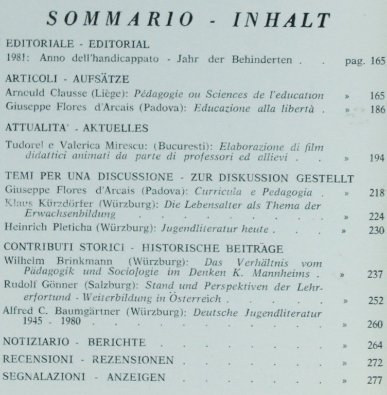 RASSEGNA DI PEDAGOGIA. - PÄDAGOGISCHE UMSHAU. Anno XXXIX - N. …