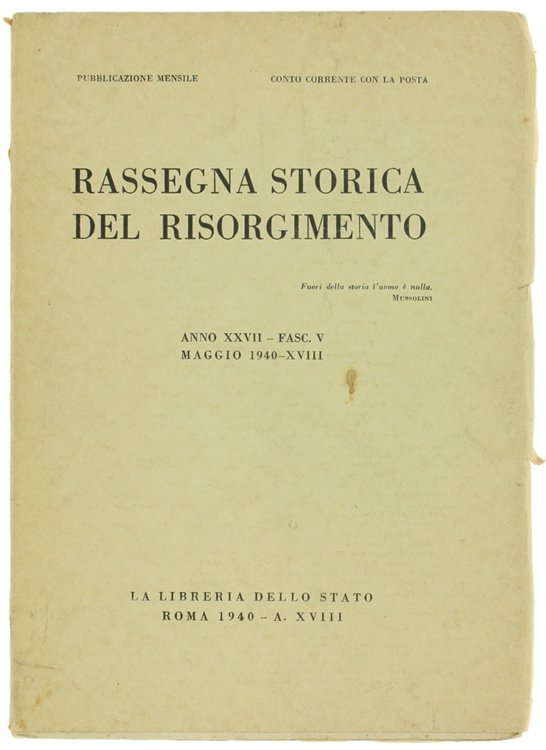 RASSEGNA STORICA DEL RISORGIMENTO. Anno XXVII - Fasc. V - …