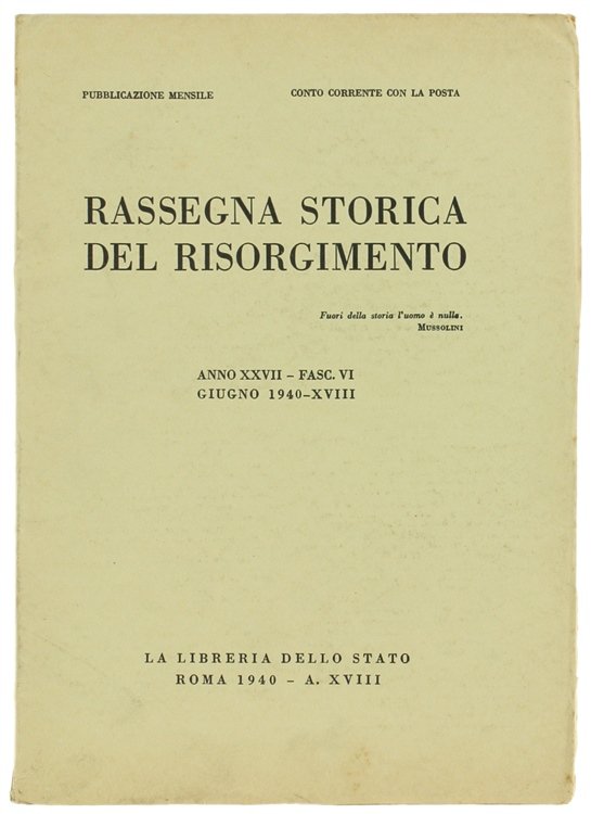 RASSEGNA STORICA DEL RISORGIMENTO. Anno XXVII - Fasc. VI - …