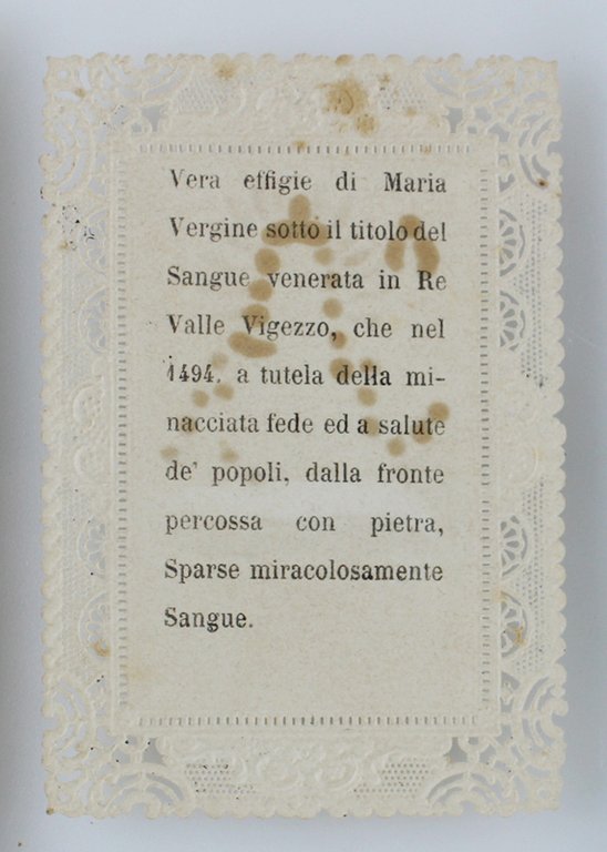 RE - VALLE VIGEZZO: SANTINO ANTICO DIPINTO A MANO: Madonna …