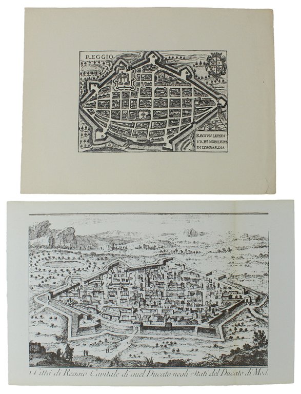 REGGIO EMILIA: DUE ANTICHE MAPPE / VEDUTE - Ristampe anastatiche (1970 ca.)