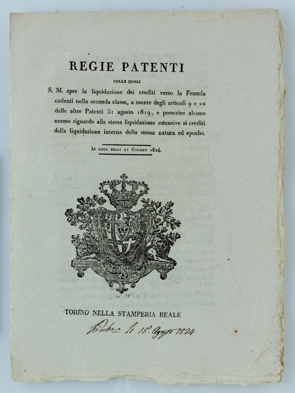 REGIE PATENTI, colle quali S.M. apre la liquidazione dei crediti …