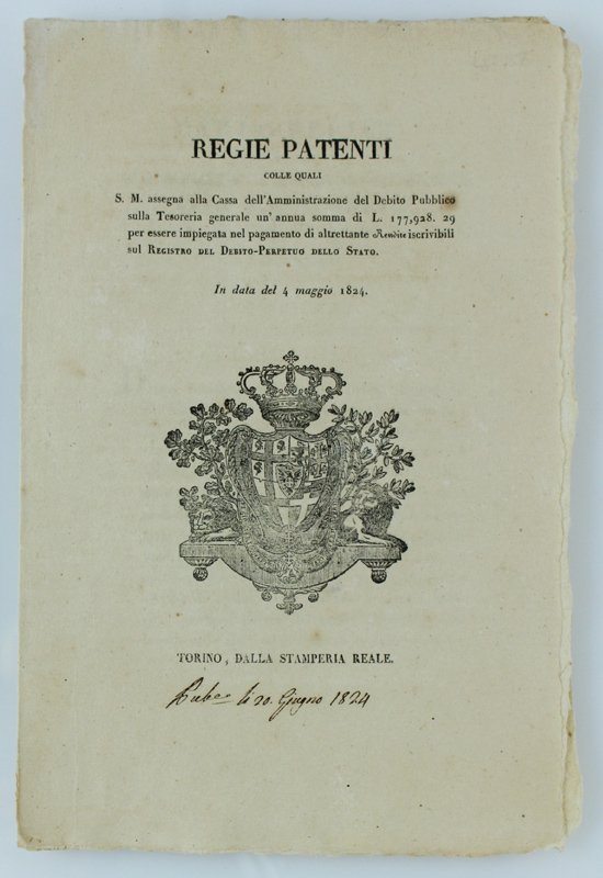 REGIE PATENTI colle quali S.M. assegna alla cassa dell'Amministrazione del …