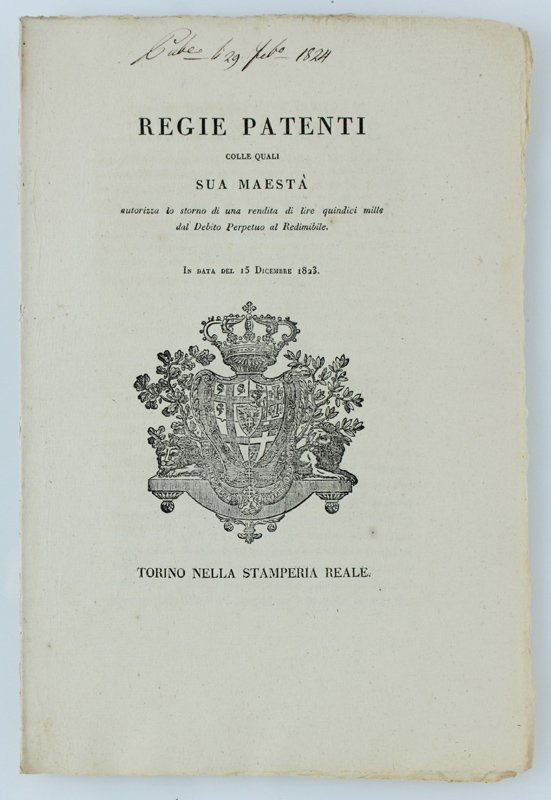 REGIE PATENTI Colle quali S.M. autorizza lo storno di una …