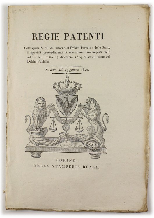 REGIE PATENTI Colle quali S.M. dà intorno al Debito Perpetuo …