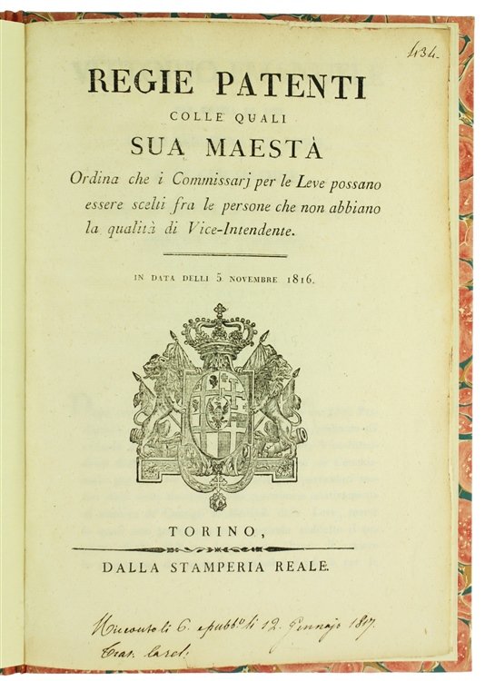 REGIE PATENTI Colle quali Sua Maestà ordina che i Commissarj …