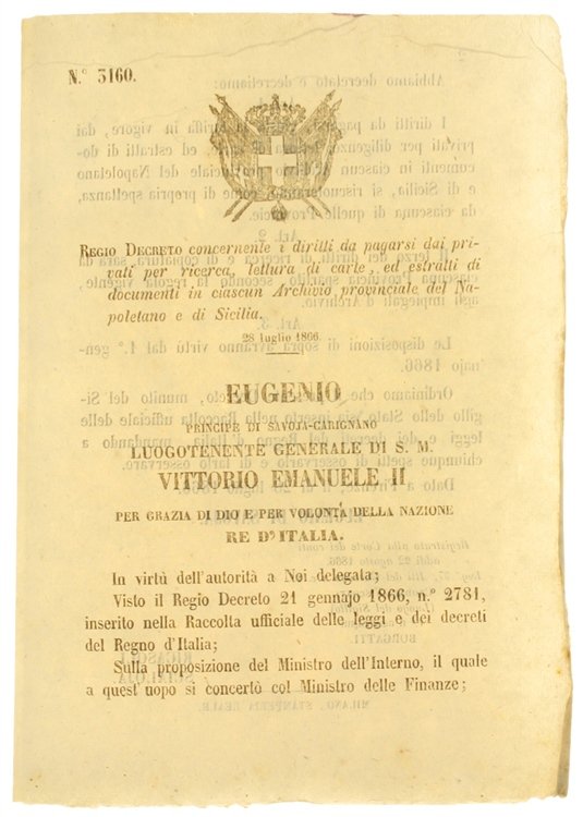 REGIO DECRETO - 28 Luglio 1866 - concernente i diritti …