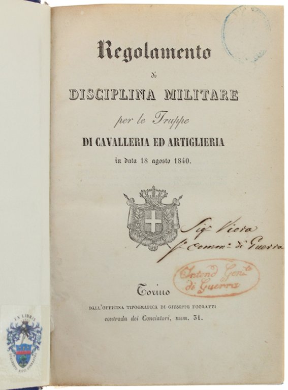 REGOLAMENTO DI DISCIPLINA MILITARE PER LE TRUPPE DI CAVALLERIA ED …