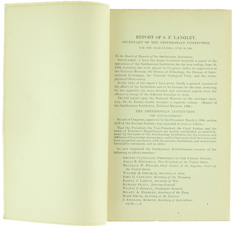 REPORT OF S.P.LANGLEY, SECRETARY OF THE SMITHSONIAN INSTITUTION, FOR THE …