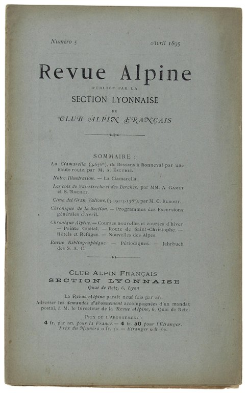 REVUE ALPINE. N. 5, Avril 1895.