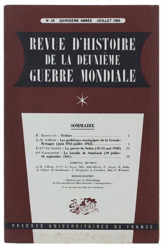 REVUE D'HISTOIRE DE LA DEUXIÈME GUERRE MONDIALE - N. 59 …