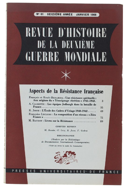 REVUE D'HISTOIRE DE LA DEUXIÈME GUERRE MONDIALE - N. 61 …