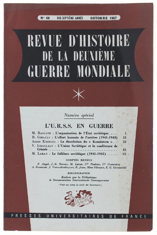 REVUE D'HISTOIRE DE LA DEUXIÈME GUERRE MONDIALE - N. 68 …