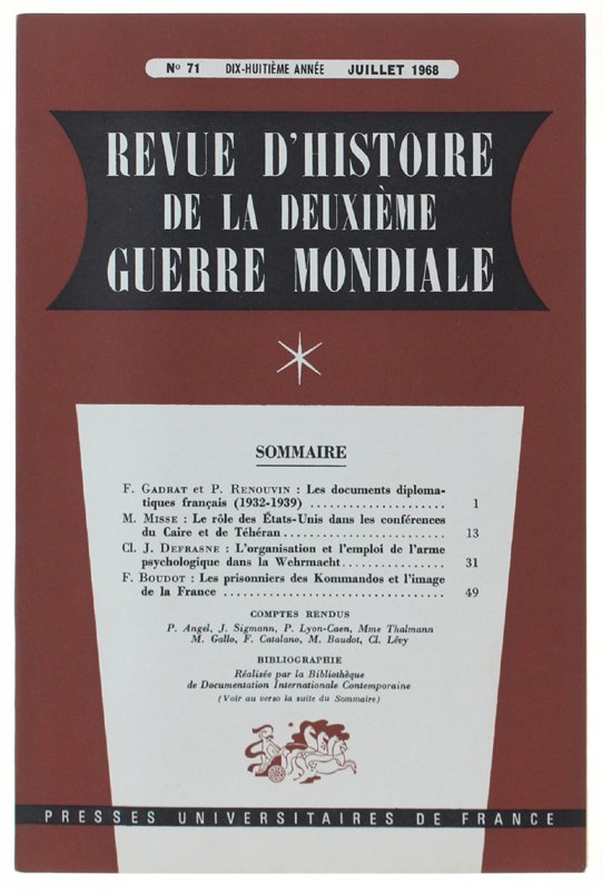 REVUE D'HISTOIRE DE LA DEUXIÈME GUERRE MONDIALE - N. 71 …