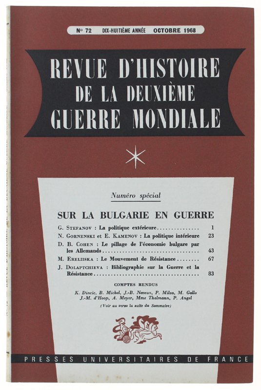 REVUE D'HISTOIRE DE LA DEUXIÈME GUERRE MONDIALE - N. 72 …