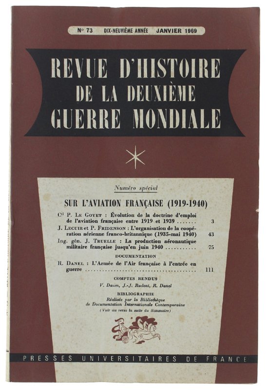 REVUE D'HISTOIRE DE LA DEUXIÈME GUERRE MONDIALE - N. 73 …