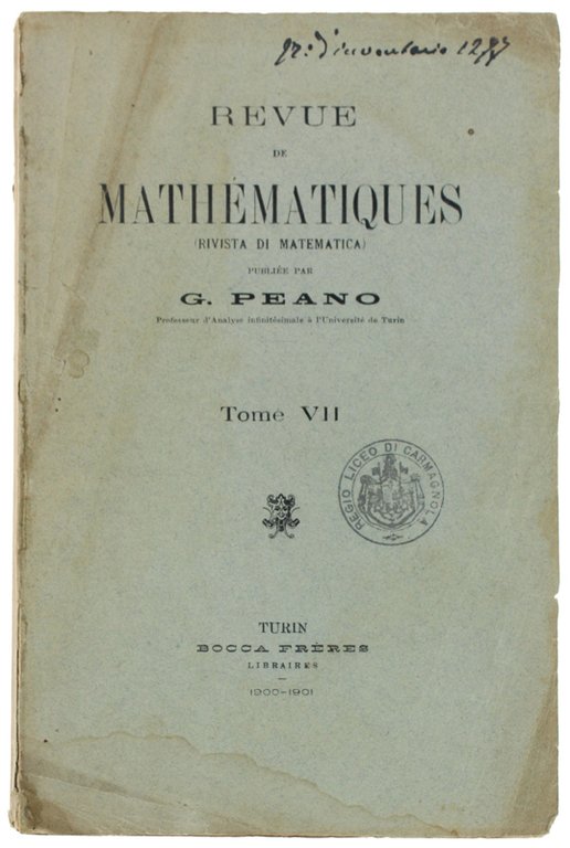 REVUE DE MATHEMATIQUES (Rivista di Matematica). Tome VII.