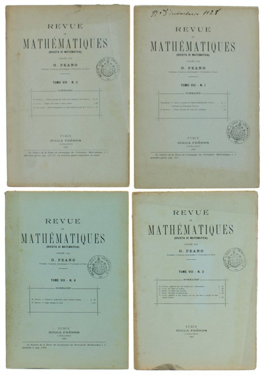 REVUE DE MATHEMATIQUES (Rivista di Matematica). Tome VIII - n. …
