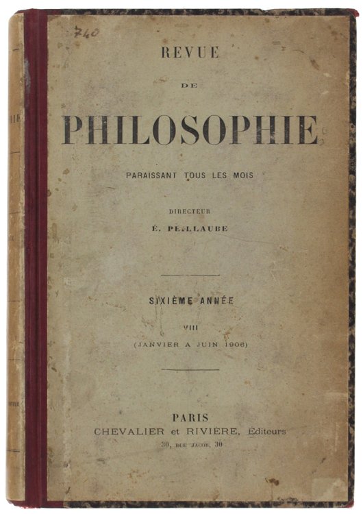 REVUE DE PHILOSOPHIE paraissant tous les mois. Sixième Année - …